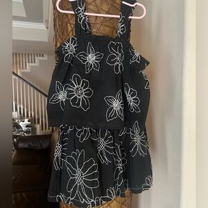 Zara girls matching set skirt and top black with white size 10 NWT